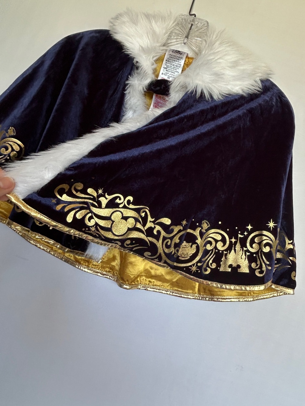 Disney NCL royal court tea Beauty & The Beast cape blue velvet white faux fur - Picture 4 of 10